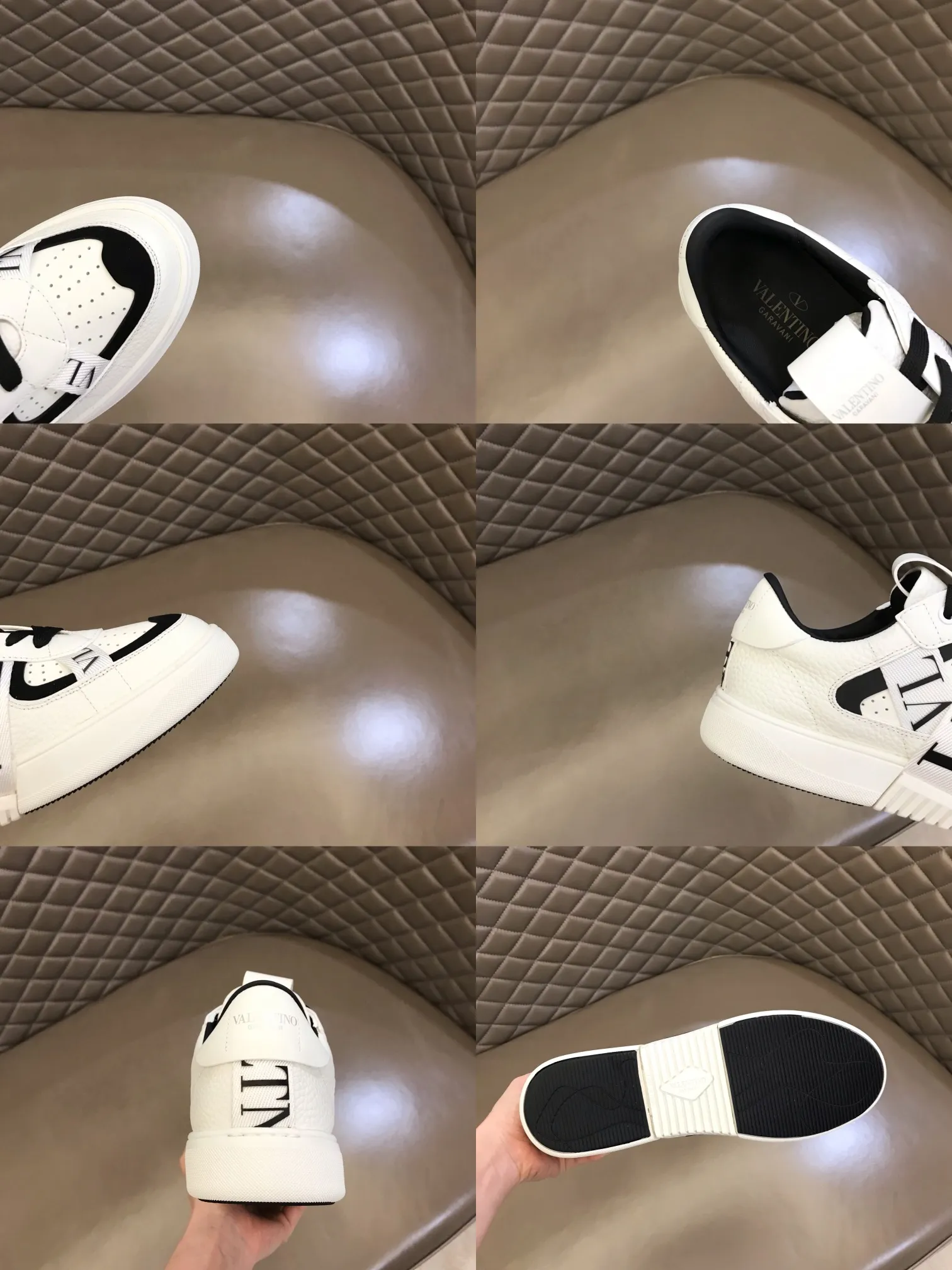 p440 "Valentin*" new spring and summer calfskin lace-up sneakers. No man should be able to refuse these shoes. The classic color scheme is so handsome! Purchase a high-precision replica of the original version to instantly sell off the market currency! 6 VLTN logo rubber effect straps - Valentino Garavani Logo printed on the back and tongue, all materials are customized to ensure quality! Size: 38-44